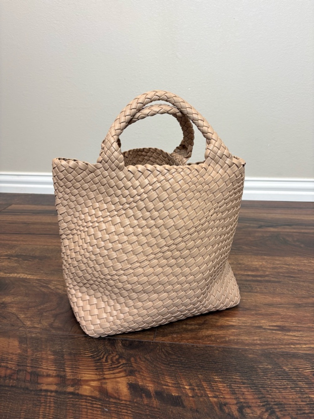 Woven faux leather Tote Bag in Beige